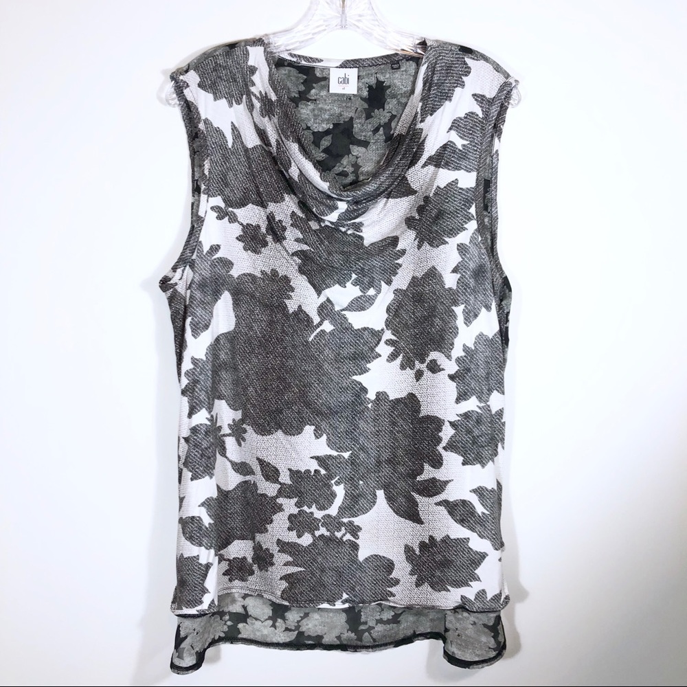 CAbi cowl neck layered floral tank blouse. 1X